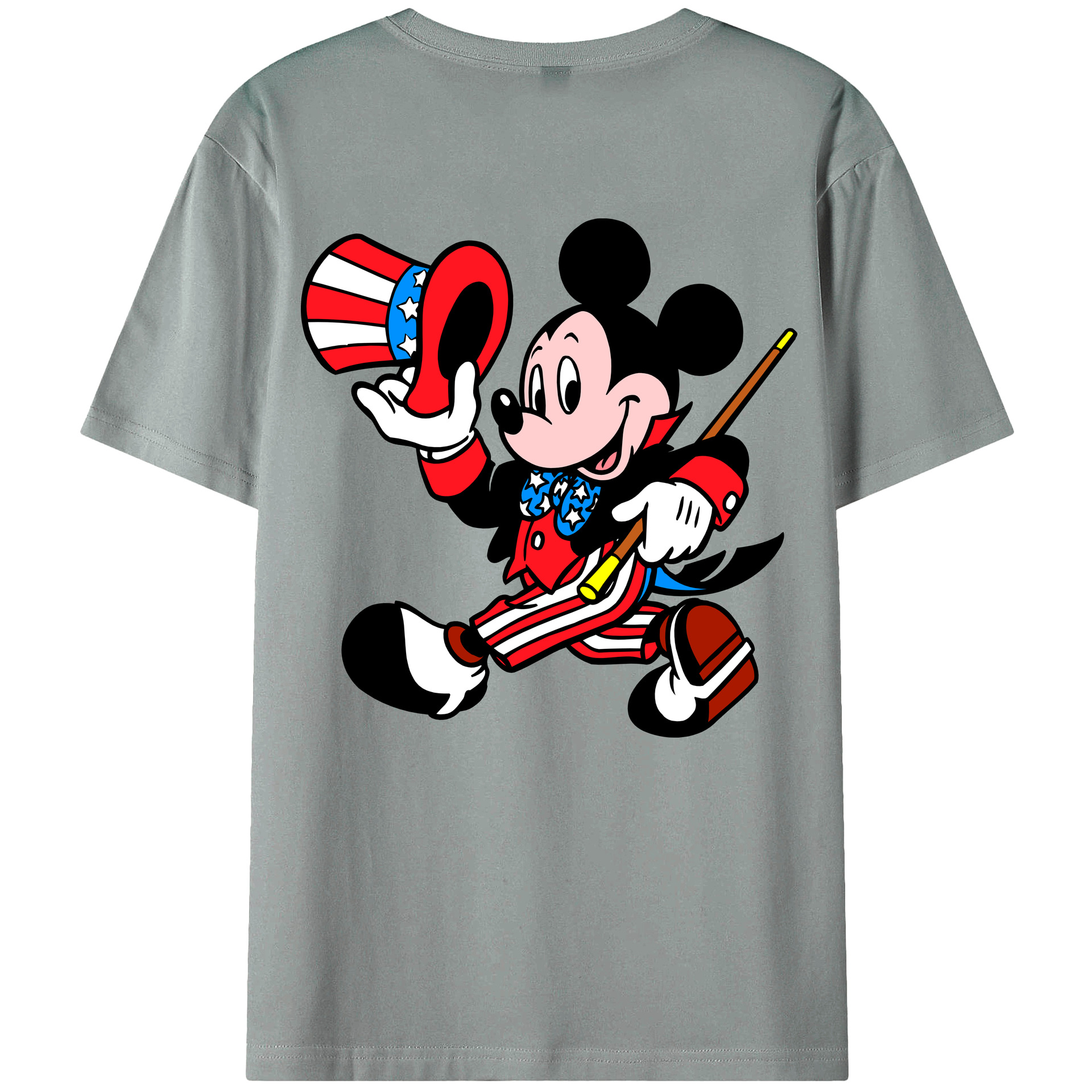 ミッキーマウス Mickey Mouse 綿100％ メンズ半袖Tシャツ（バックプリント） 通気性